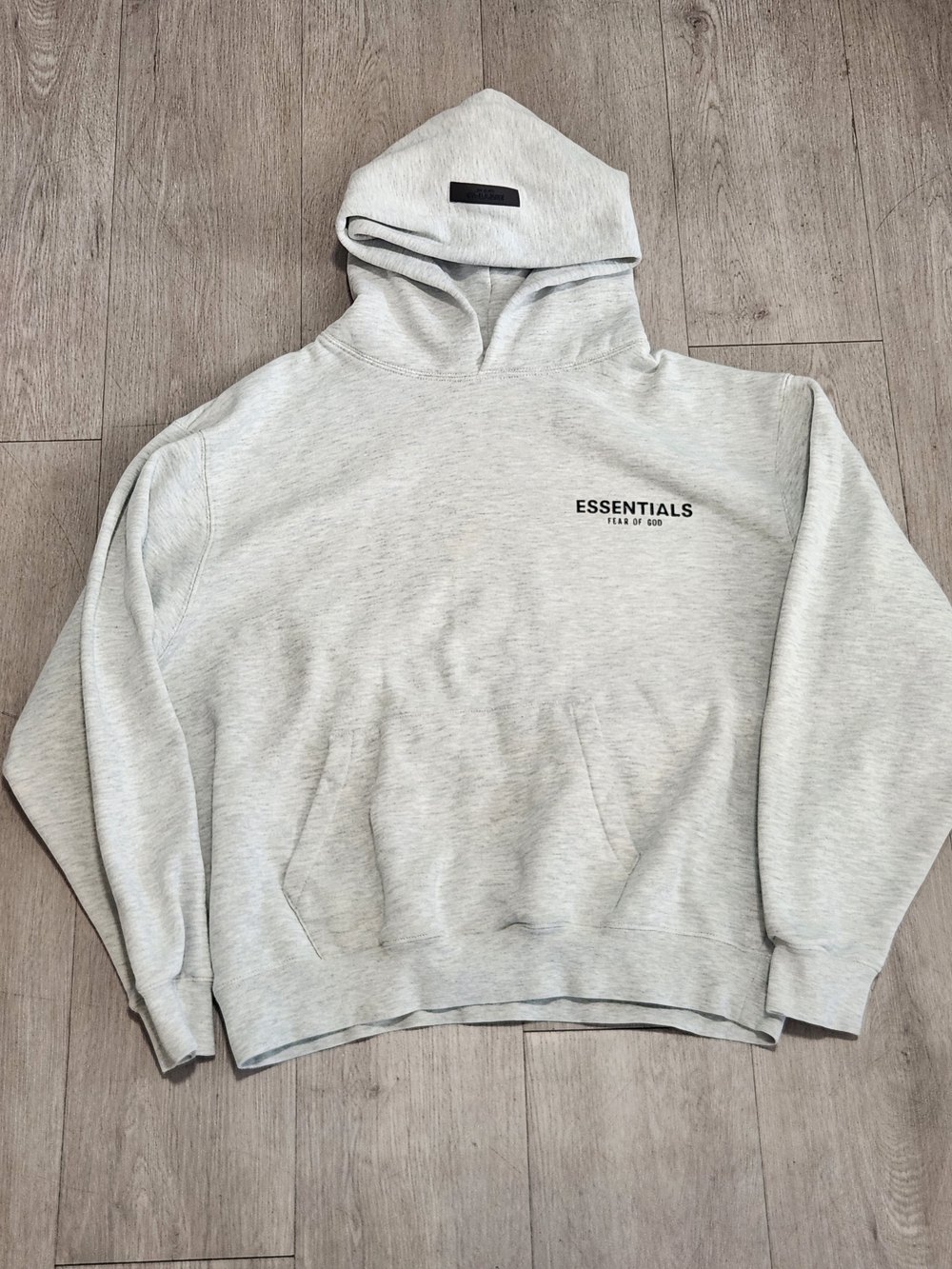 Fear of God ESSENTIALS Light Heather Grey Logo Hoodie L (Read Desc)